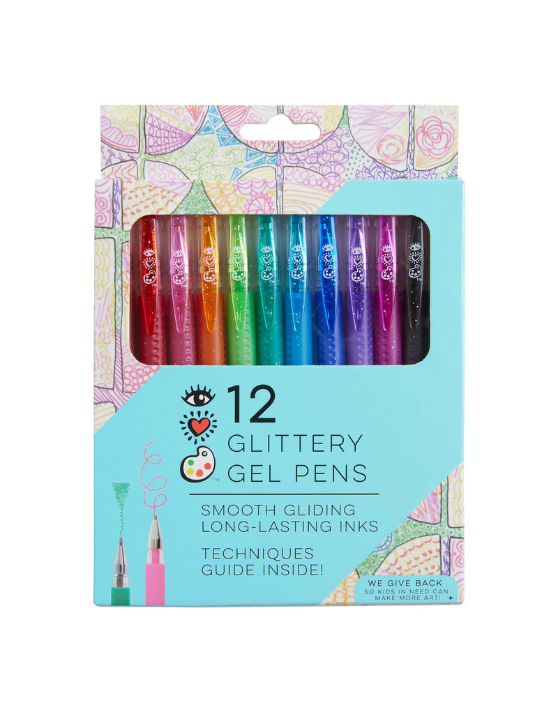 Bright Stripes Glitter Gel Pens (12pk) 5y+