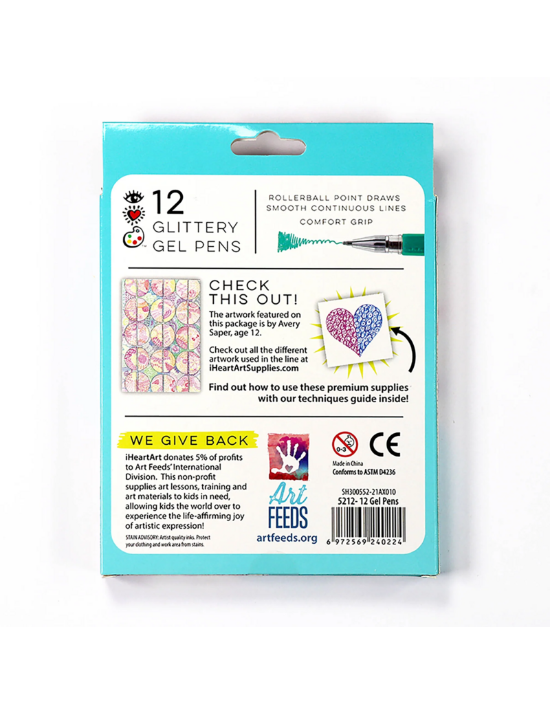 Bright Stripes Glitter Gel Pens (12pk) 5y+