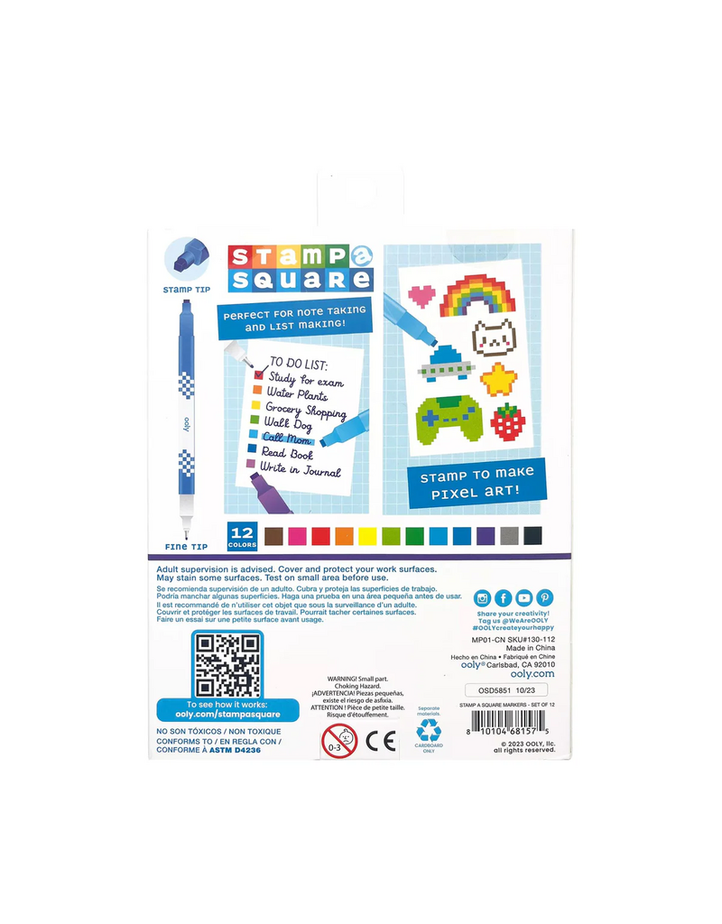Ooly Stamp-a-Square: Double Ended Markers (12pk) 5y+