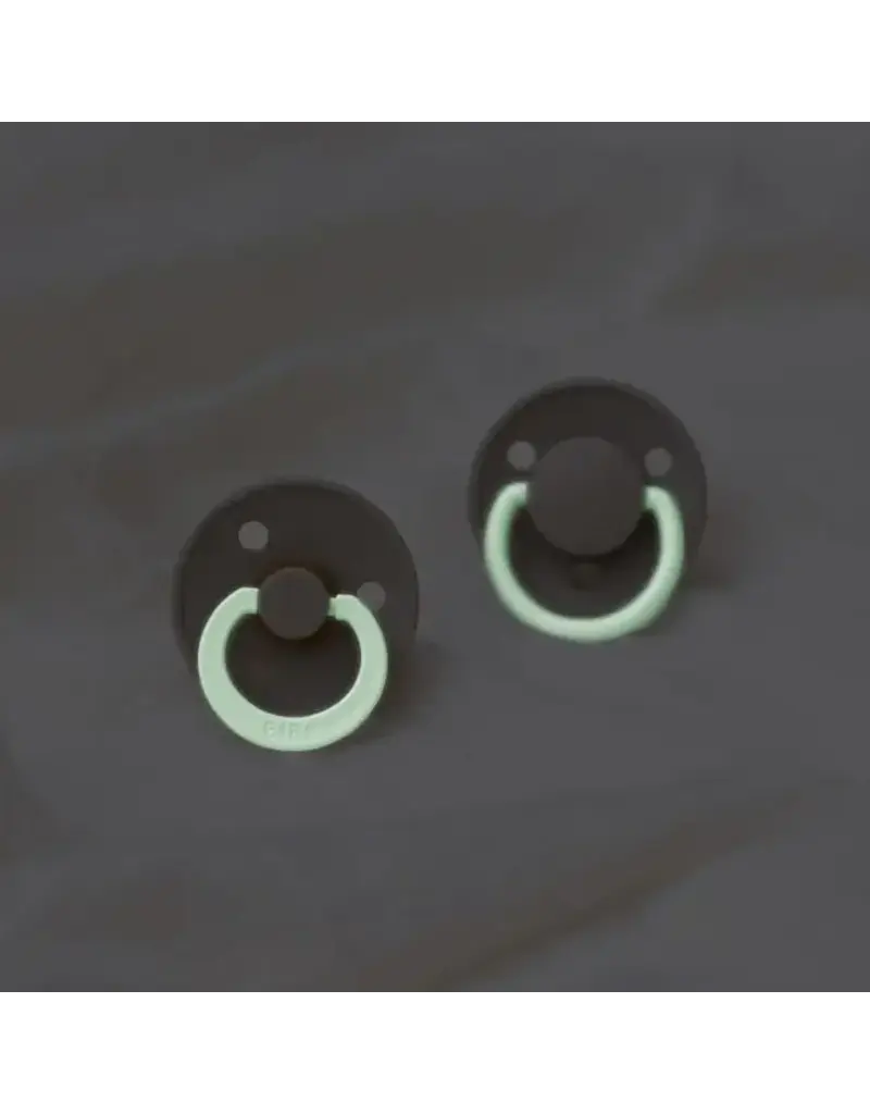 Bibs Bibs Pacifier 2pk 18-36m, Vanilla GLOW/Black GLOW