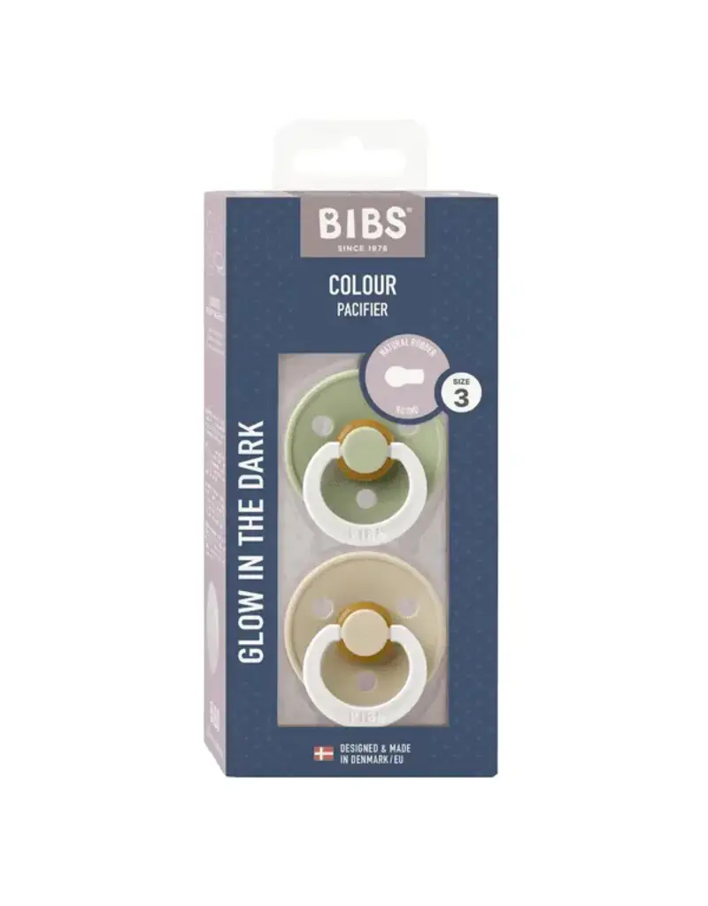 Bibs Bibs Pacifier 2pk 18-36m, Vanilla GLOW/Sage GLOW