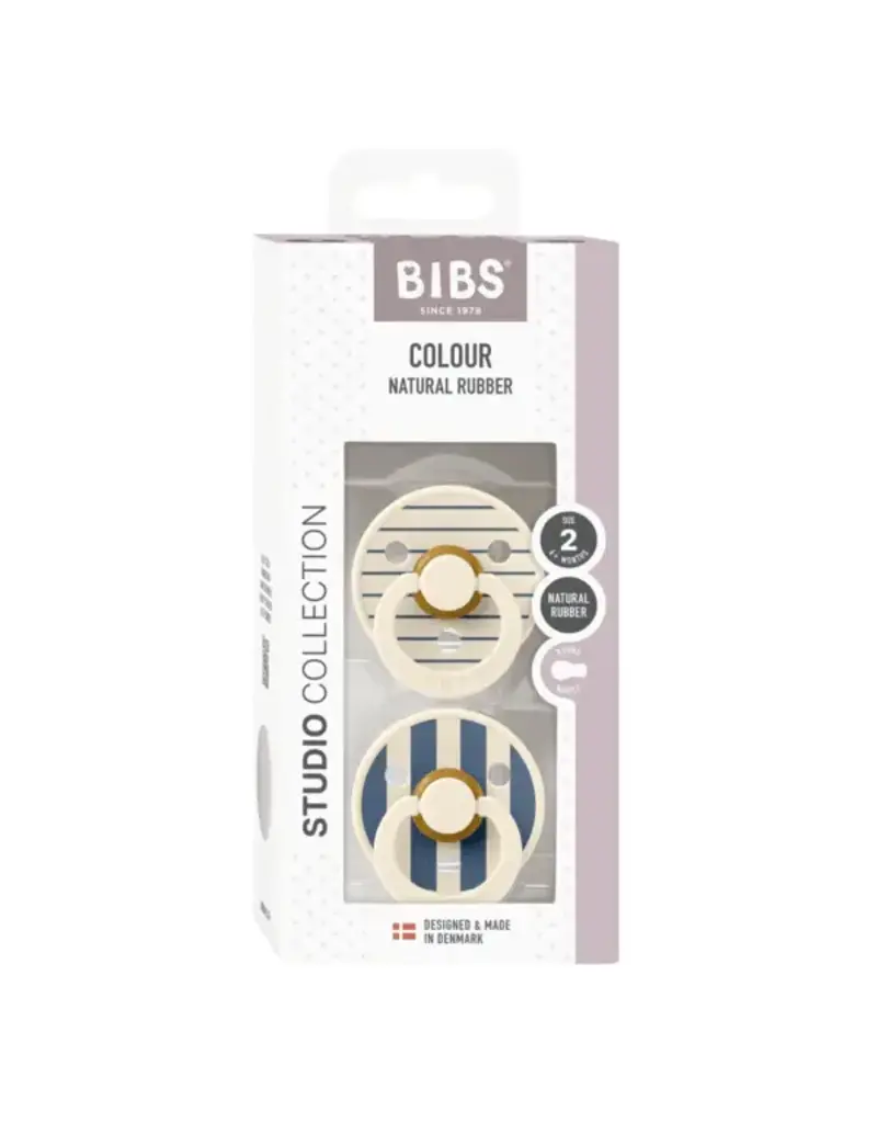 Bibs Bibs Pacifier 2pk Size 1, Studio Ivory/Steel Blue Mix
