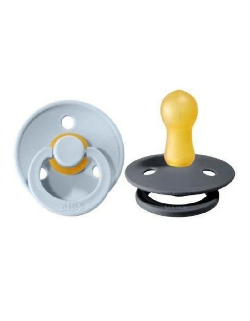 Bibs Bibs Pacifier 2pk 18-36m, Baby Blue/Iron