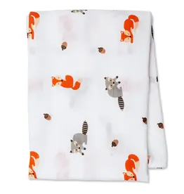 Lulujo Cotton Muslin Swaddle Blanket - Forest Friends 47x47