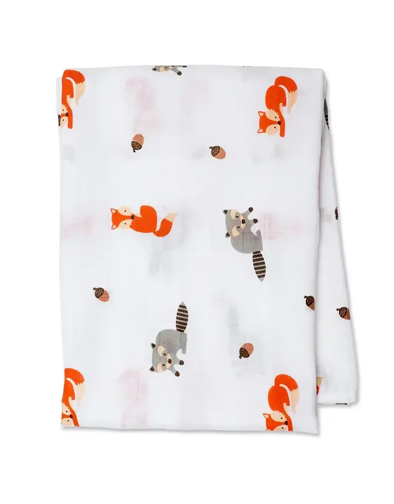 Lulujo Cotton Muslin Swaddle Blanket - Forest Friends 47x47
