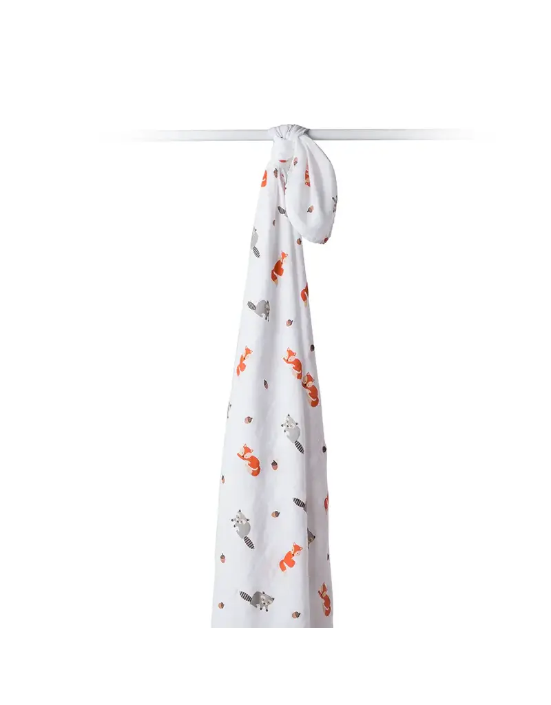 Lulujo Cotton Muslin Swaddle Blanket - Forest Friends 47x47