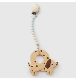 Loulou Lollipop Silicone Pretzel Dog Pacifer Clip Teether Set