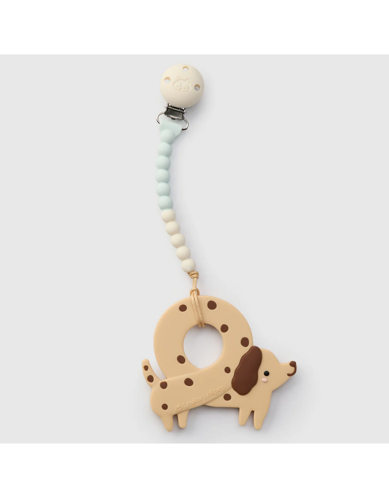 Loulou Lollipop Silicone Pretzel Dog Pacifer Clip Teether Set