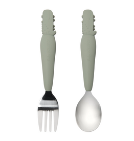 Loulou Lollipop Born to Be Wild Kid's Spoon/Fork Set - Alligator