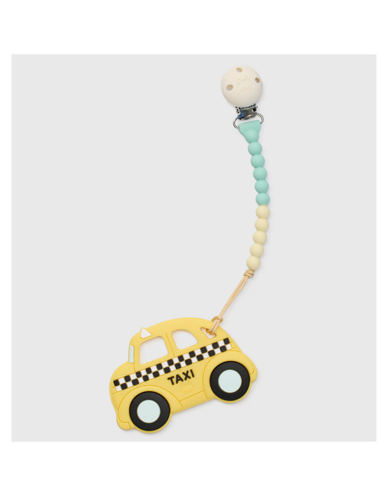 Loulou Lollipop Silicone Yellow Taxi Pacifer Clip Teether Set