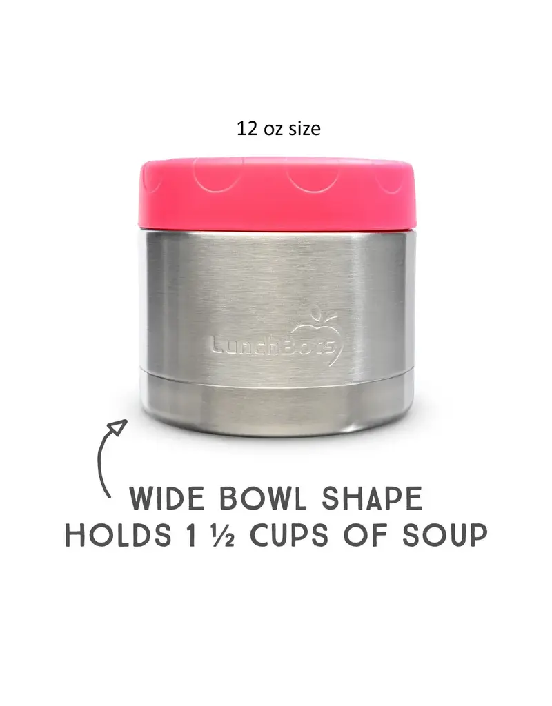 Lunchbots 12 oz Wide Thermal Food Container, Pink