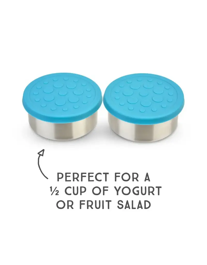 Lunchbots Large (4.5 oz) Stainless Steel Dip Containers (Set of 2), Aqua