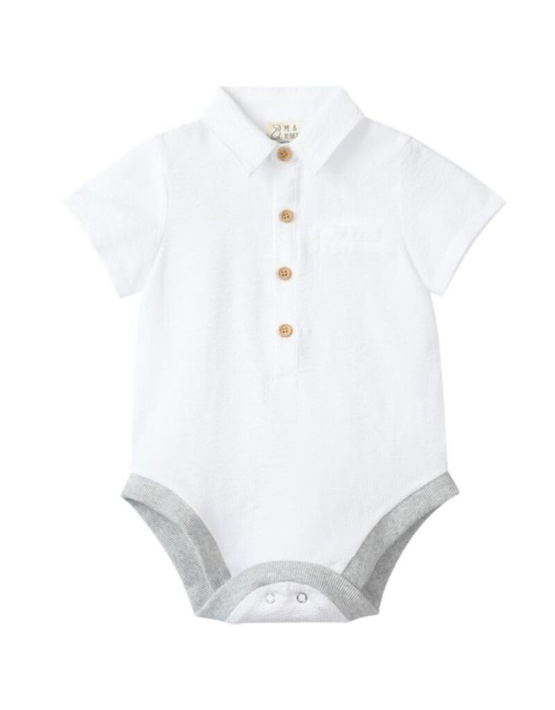 Me & Henry Helford Onesie, White Seersucker