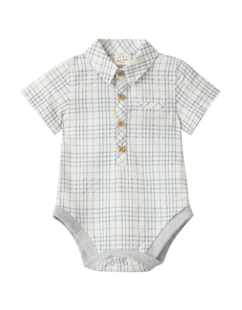 Me & Henry Helford Woven Onesie, Chambray Plaid