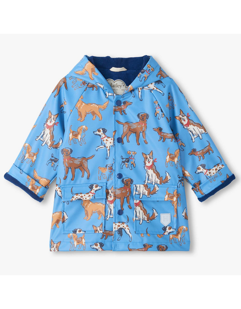 Hatley Blue Little Pups Snap Toddler Rain Coat