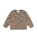Dark Brown Melange/Red Knit Cardigan