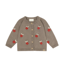 Dark Brown Melange/Red Knit Cardigan
