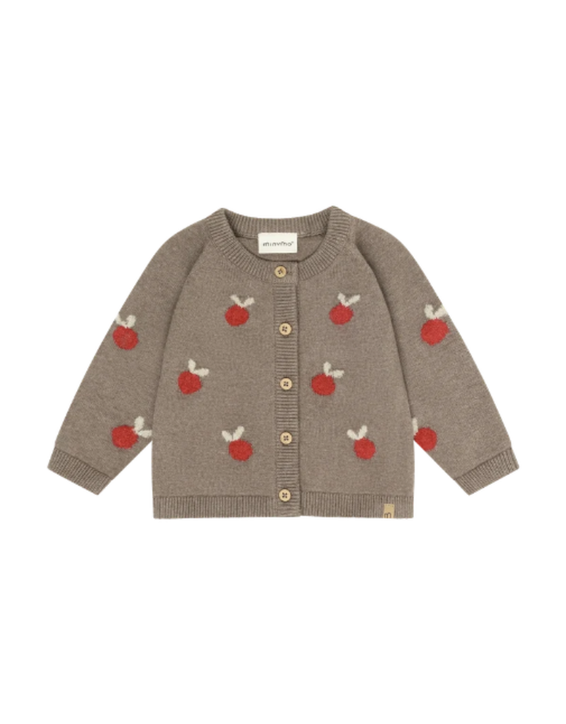 Dark Brown Melange/Red Knit Cardigan
