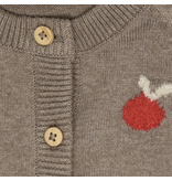 Dark Brown Melange/Red Knit Cardigan