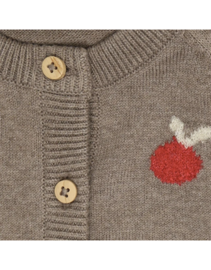 Dark Brown Melange/Red Knit Cardigan