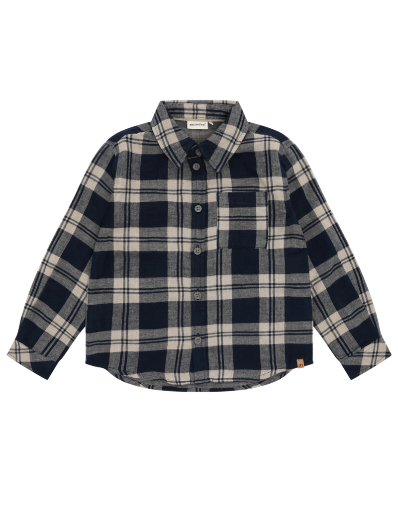 Dark Sapphire Check Button Shirt