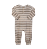 Me & Henry Mason Henley Romper, Beige Multi Stripe