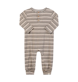 Me & Henry Mason Henley Romper, Beige Multi Stripe