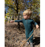 Me & Henry Estil Romper, Green/Navy Stripe