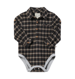 Me & Henry Jasper Onesie, Black/Brown Plaid