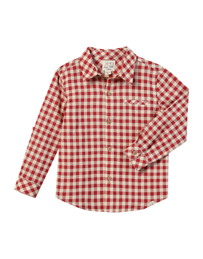 Me & Henry Atwood Woven Shirt, Red/Cream Plaid