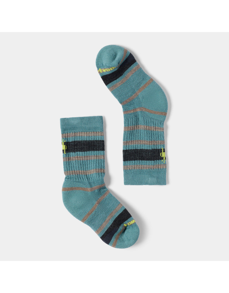 Smartwool Dusty Teal Kids' Hike Light Cushion Striped Crew Socks