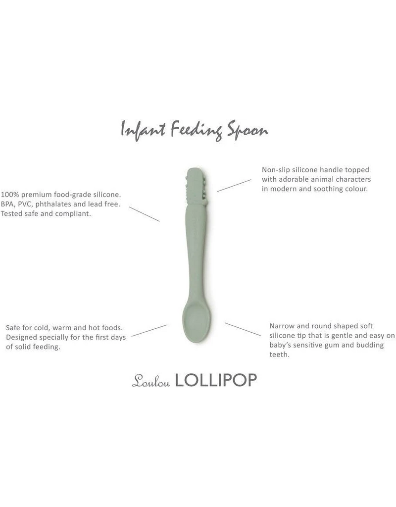 Loulou Lollipop Born to be Wild Silicone Feeding Spoon - Alligator 2pk