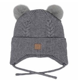 Light Grey Double Pom Pom Knit Hat