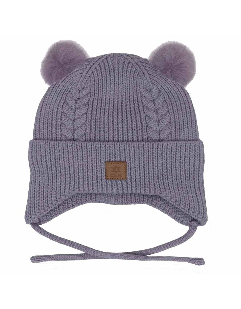 Lilac Double Pom Pom Knit Hat