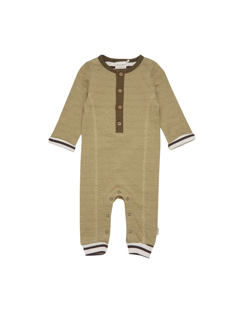 Henley Dark Olive Snap Romper