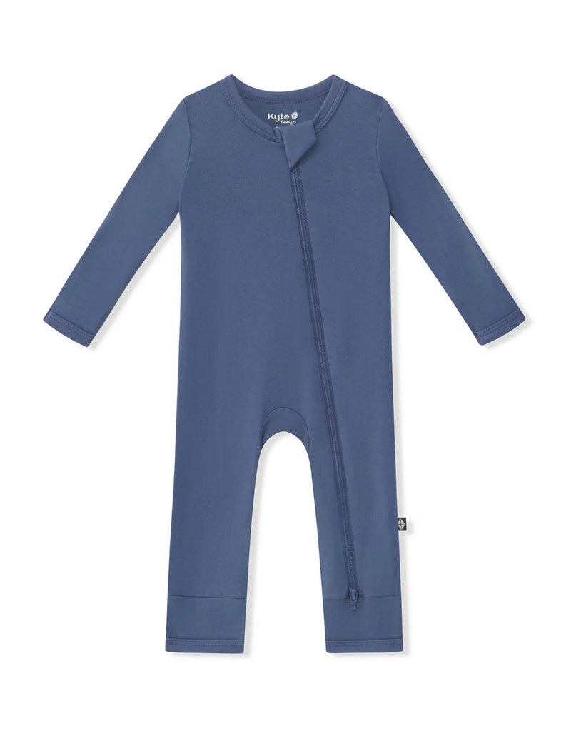 Kyte Baby Oxford Blue Zip Romper