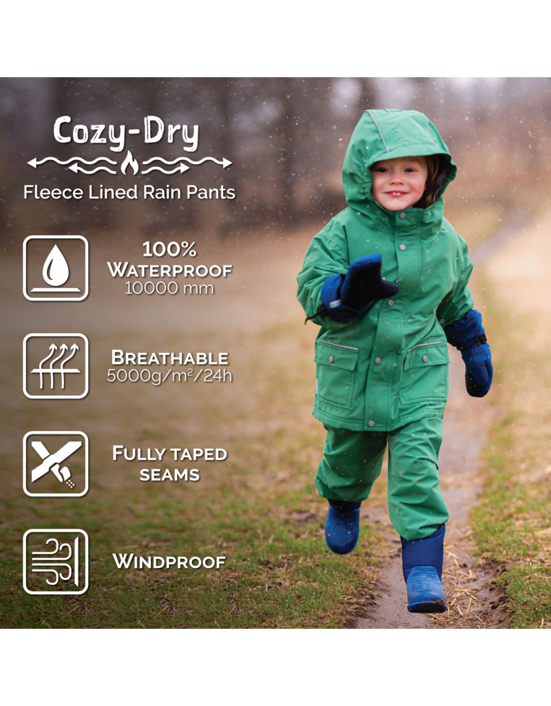 Jan and Jul Dark Spruce Cozy-Dry Lined Rain Pants