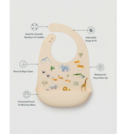 Loulou Lollipop Silicone Bib - Safari Jungle
