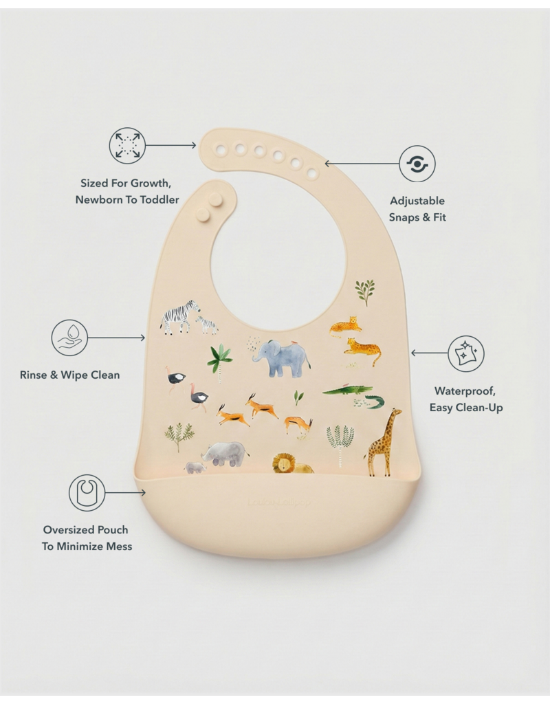 Loulou Lollipop Silicone Bib - Safari Jungle