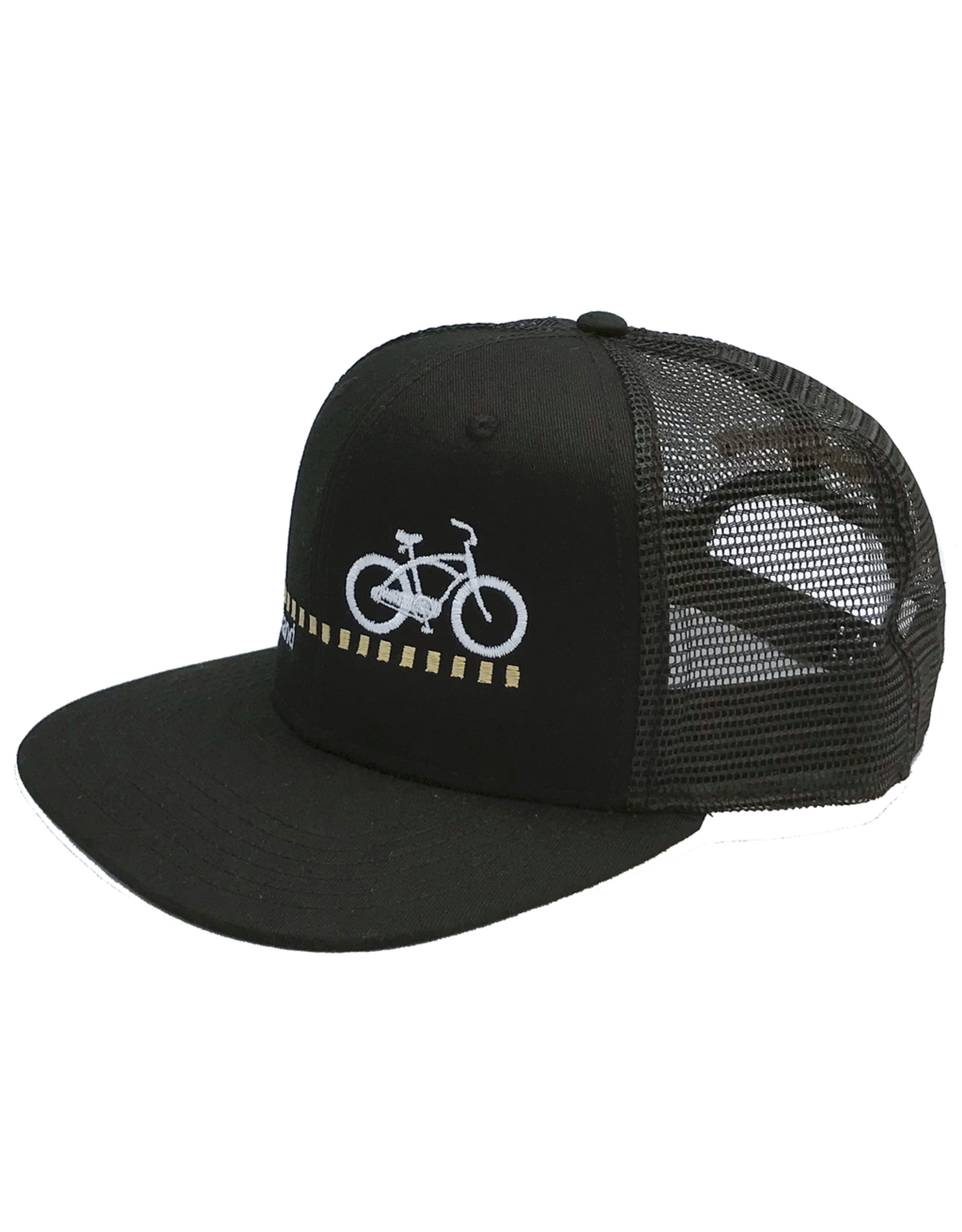 Hermosa Cyclery Hermosa Cyclery Hat 3 - The Strand, Trucker-Mesh, Gold Logo (Yupoong BK-ONE)