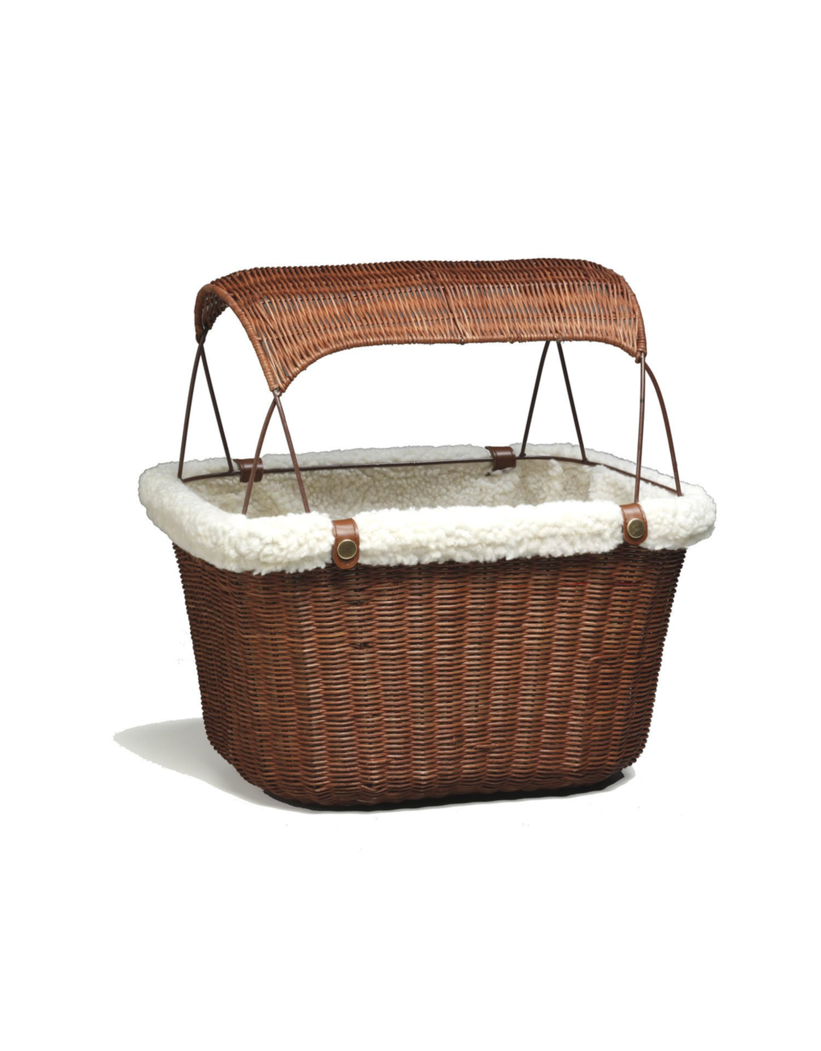 Solvit Happy Ride Wicker Pet Bicycle Basket- Includes Sun Shade, Brown