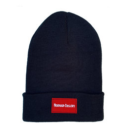 Hermosa Cyclery Hermosa Cyclery Hat 7 - Beanie, Red Patch Logo - Long Knit Black Acrylic