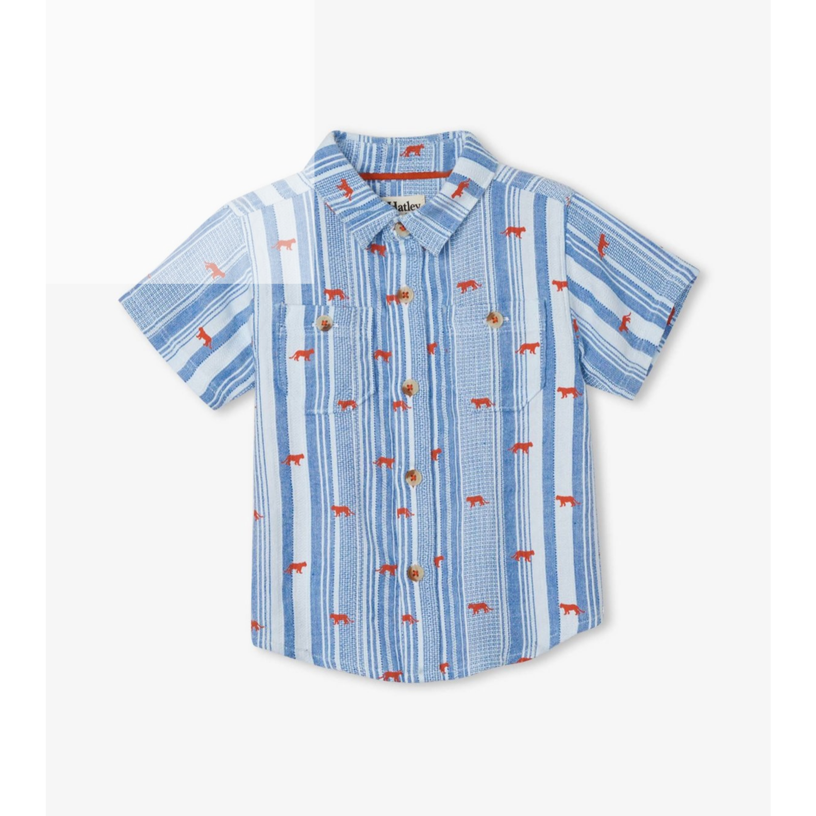HATLEY INFANT BOYS MINI JUNGLE CATS B/D SHIRT