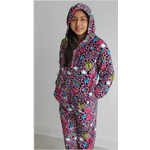 FUZZY FLEECE GIRLS HOODED ONESIE