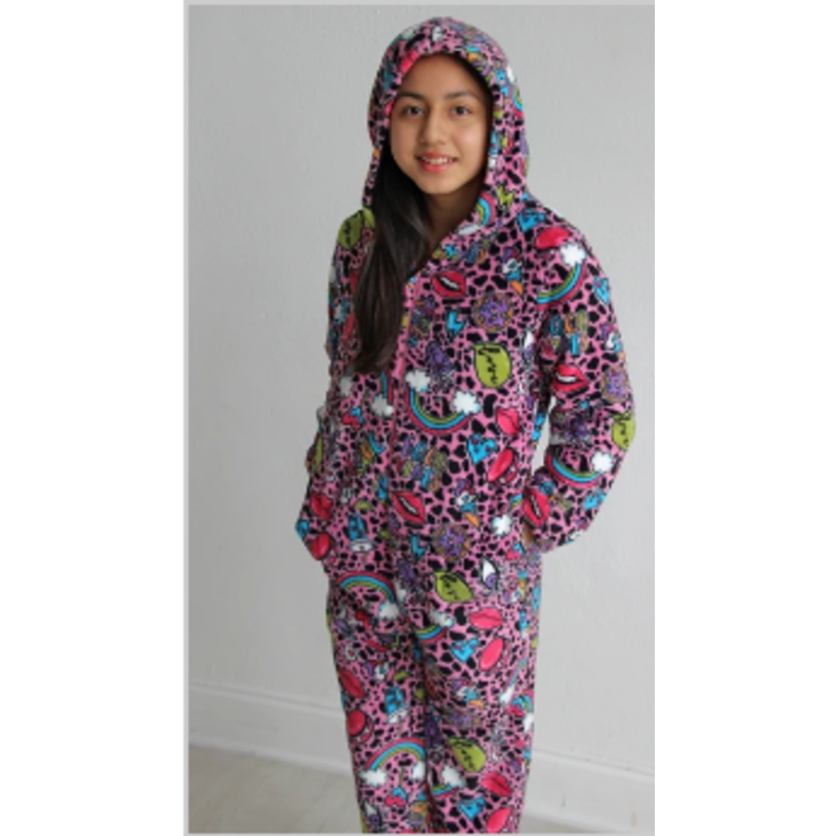Girls Plush Hooded Onesie