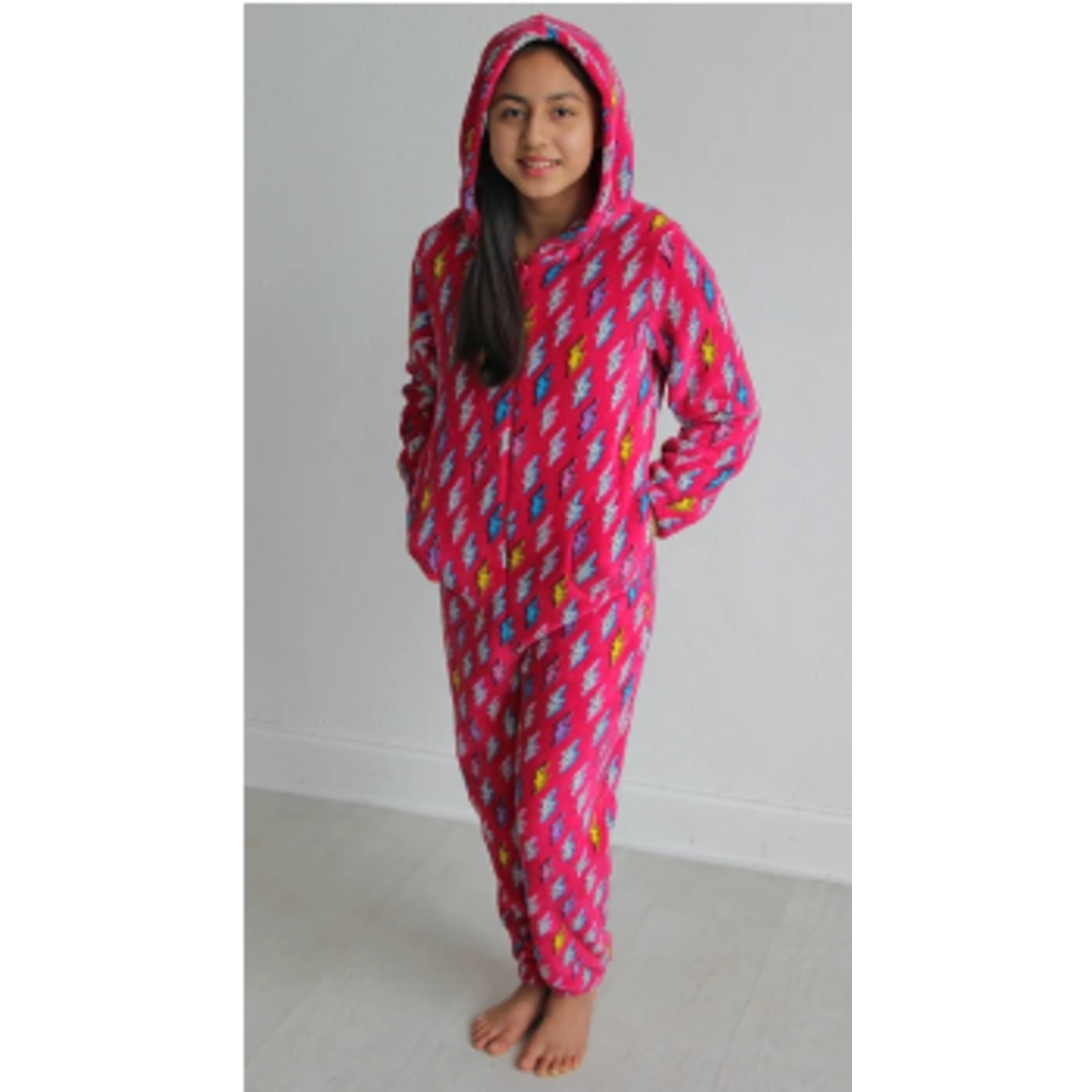 Girls Plush Hooded Onesie