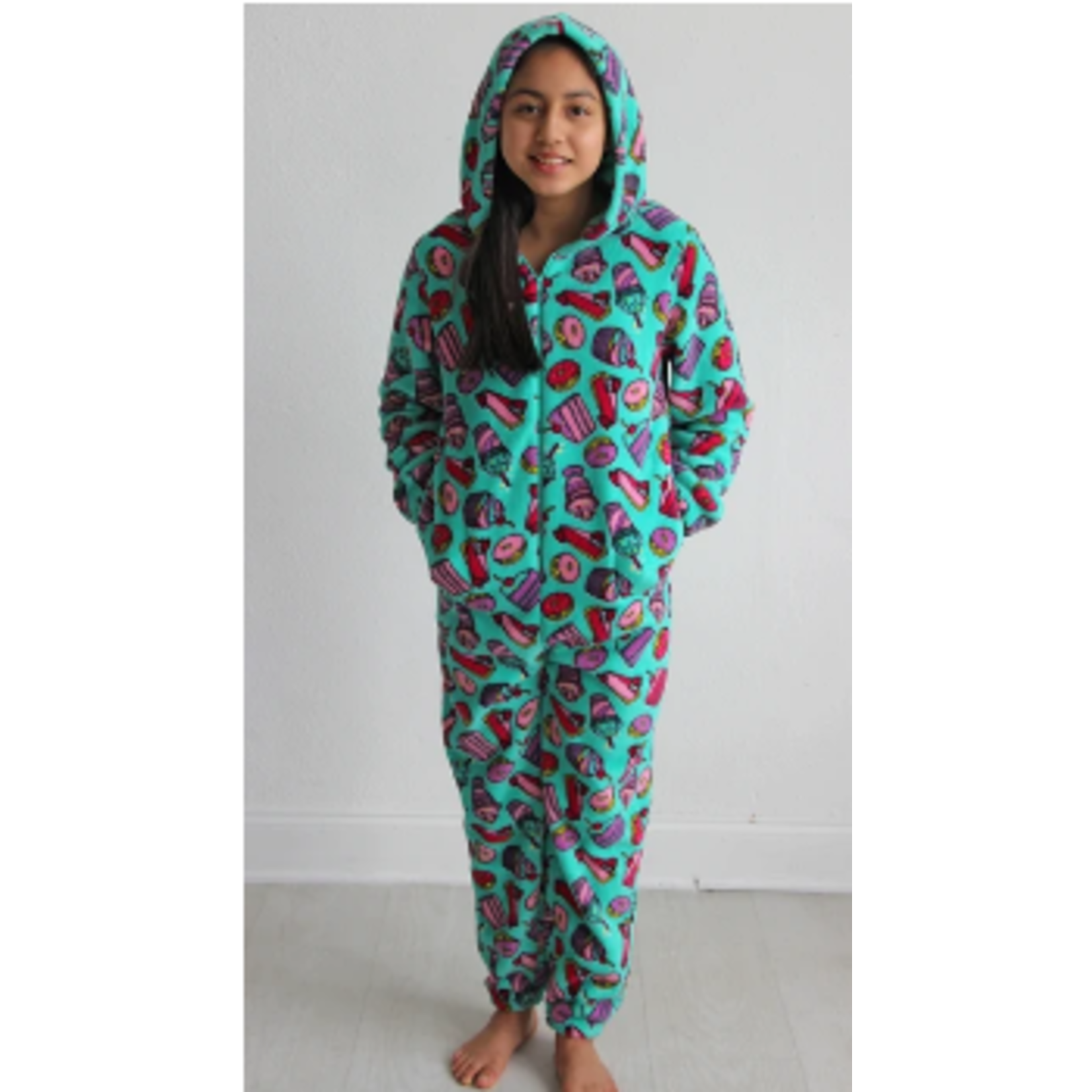 Girls Plush Hooded Onesie