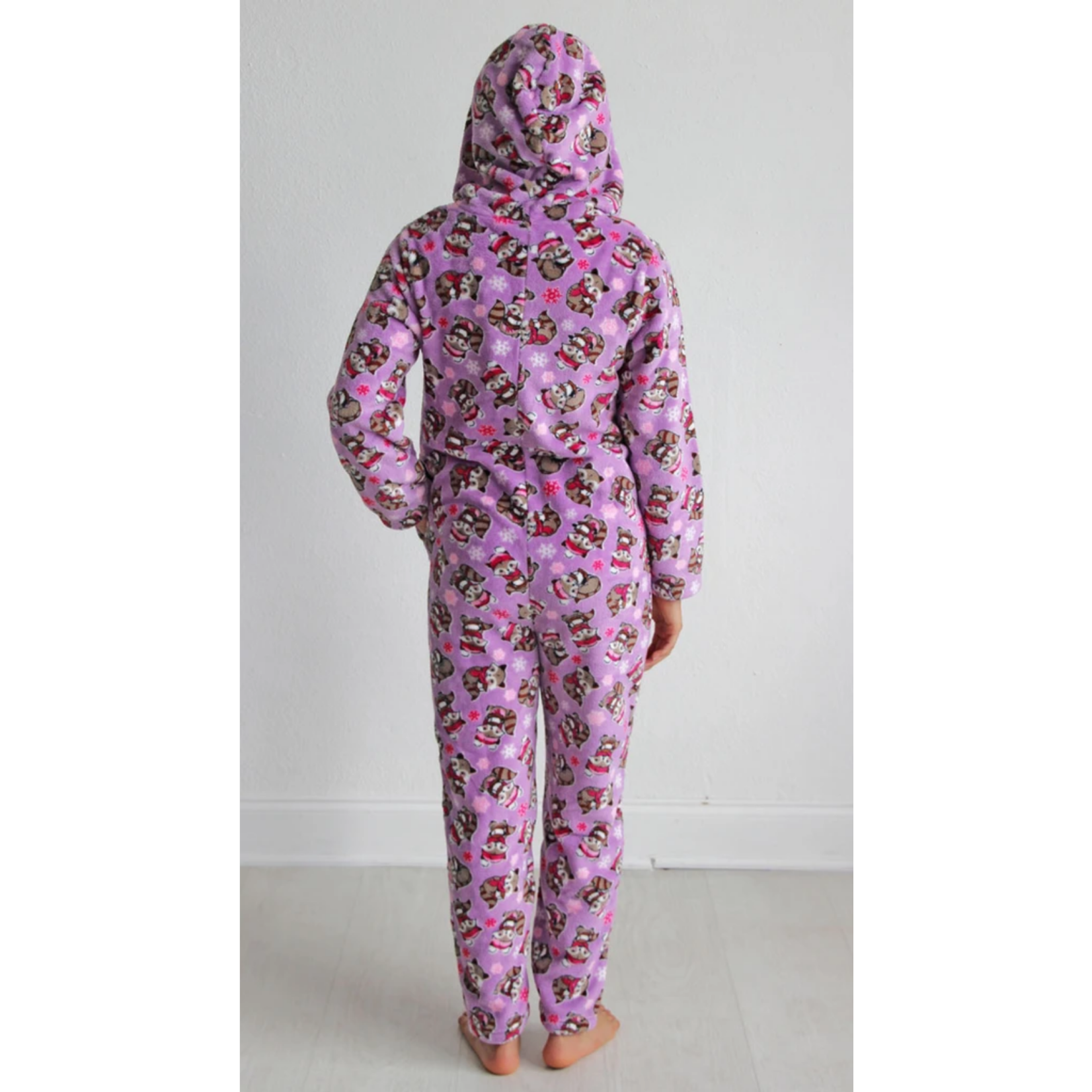 Girls Plush Hooded Onesie