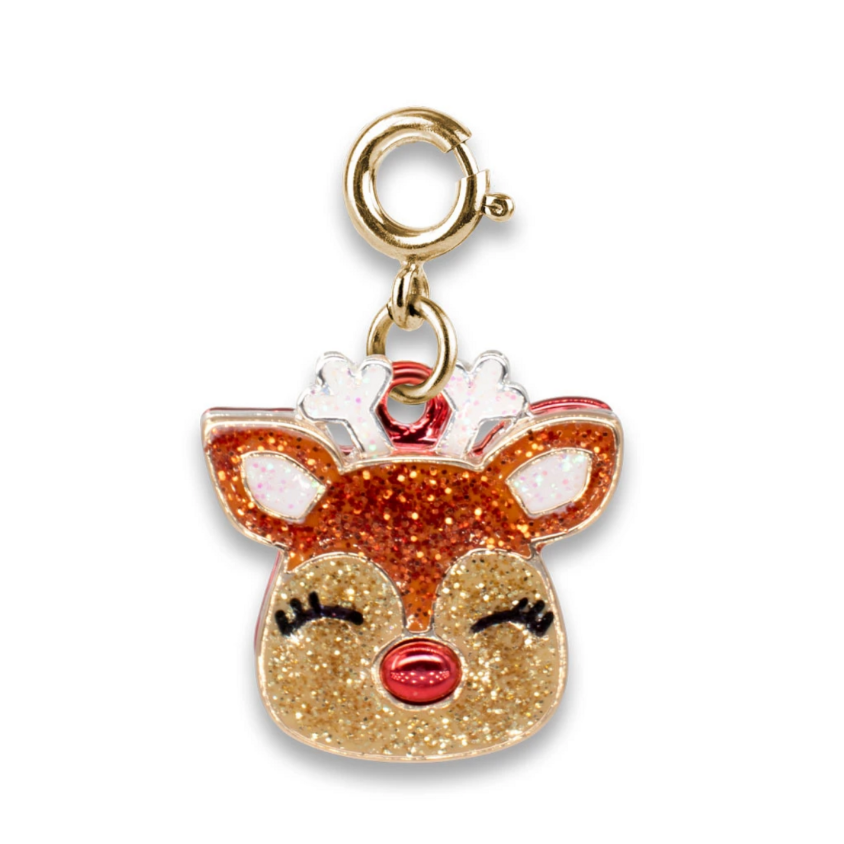 Gold Glitter Reindeer Charm
