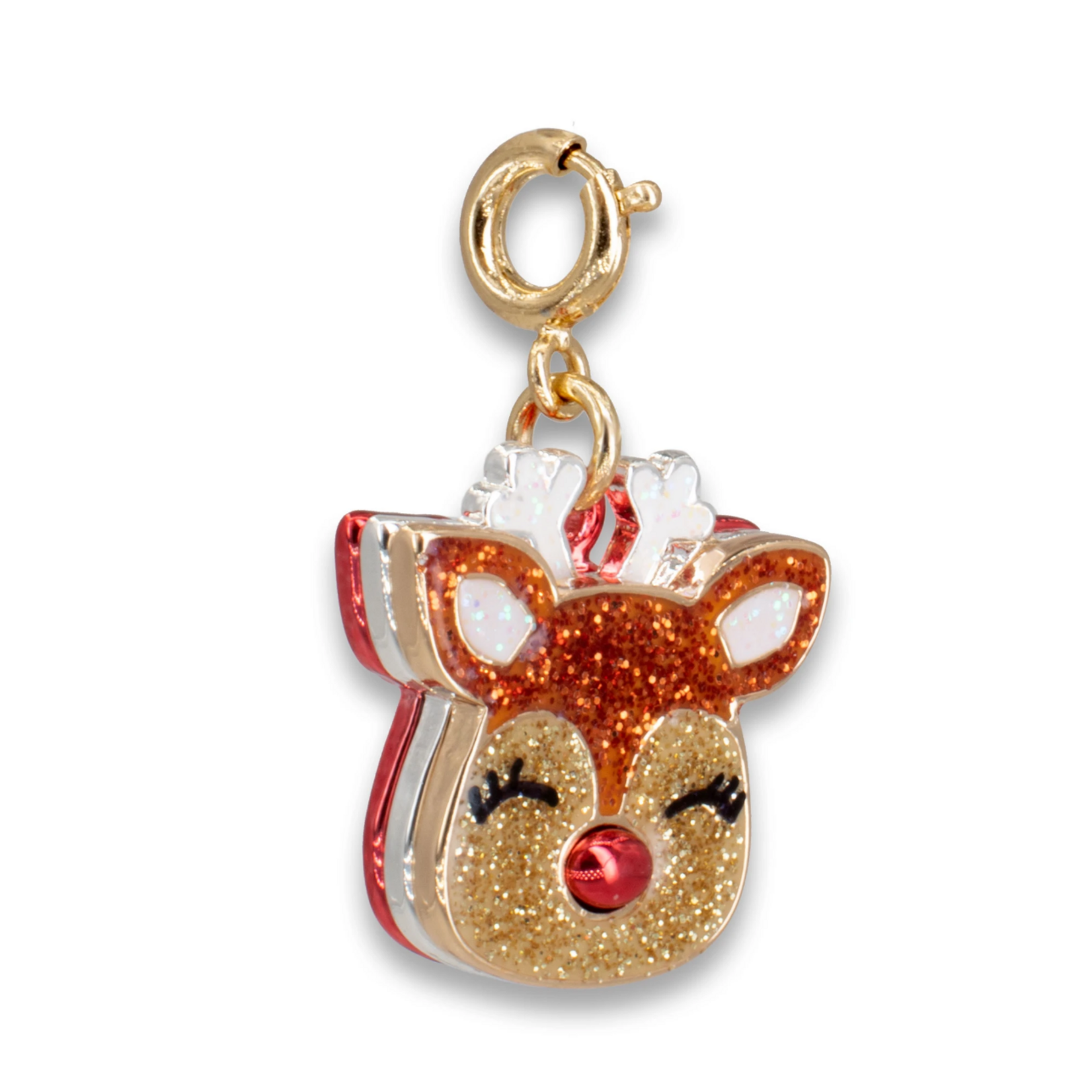 Gold Glitter Reindeer Charm